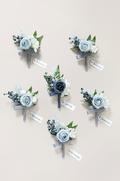 Boutonnieres in Romantic Dusty Blue