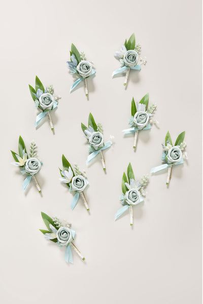 Boutonnieres for Guests in Romantic Dusty Blue | Clearance