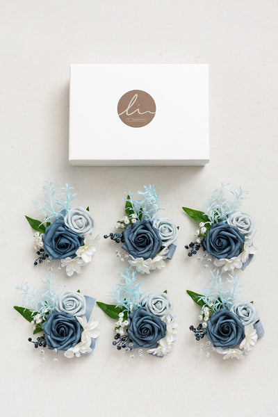 Wrist Corsages in Romantic Dusty Blue