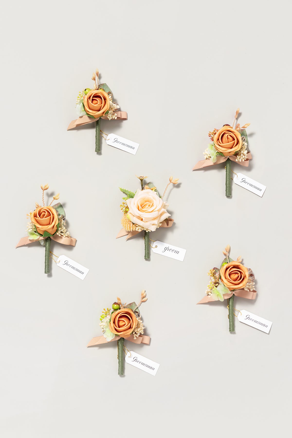 Boutonnieres in Sunny Peach & Apricot