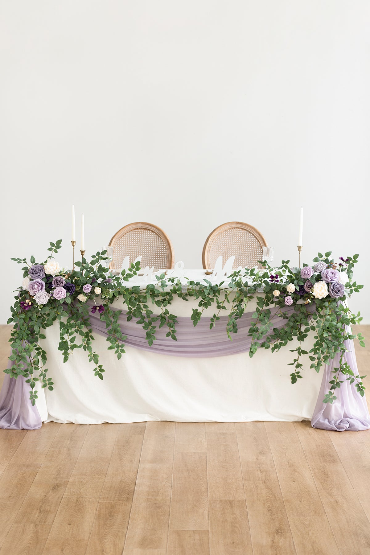 Head Table Floral Swags in Lilac & Gold