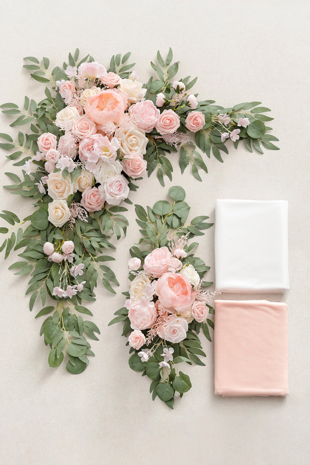 Flower Arch Decor with Drapes in Blush & Cream | Clearance