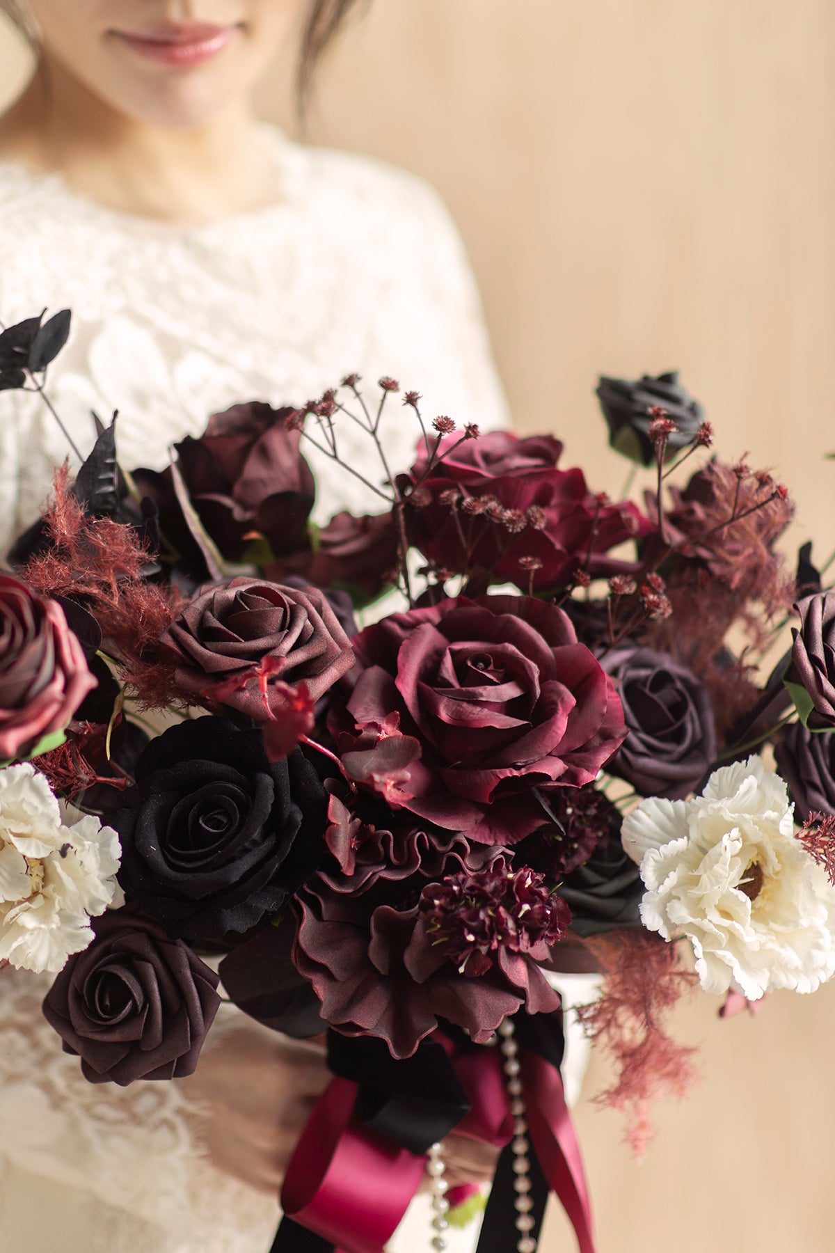 DIY Designer Flower Boxes in Burgundy & Dusty Rose