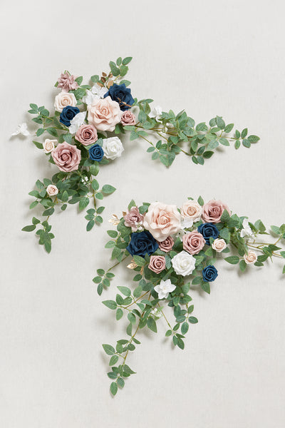 Sweetheart Table Floral Swags in Dusty Rose & Navy