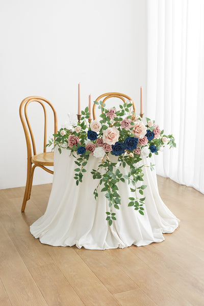 Sweetheart Table Floral Swags in Dusty Rose & Navy