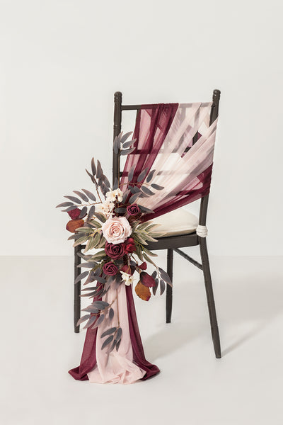 Aisle Chair Decor Set in Burgundy & Dusty Rose