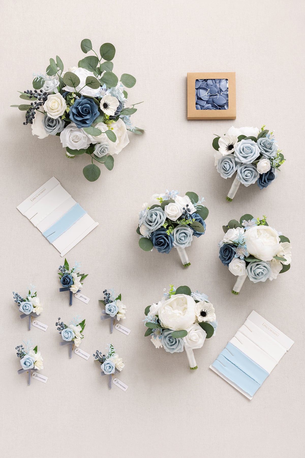 Pre-Arranged Wedding Flower Packages in Dusty Blue & Navy