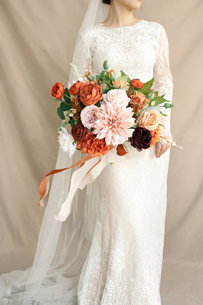 Medium Free-Form Bridal Bouquet in Sunset Terracotta