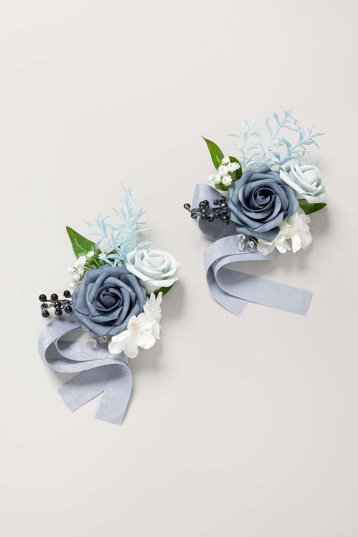 Wrist Corsages in Romantic Dusty Blue