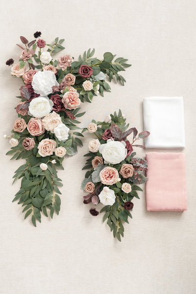 Flower Arch Decor with Drapes in Dusty Rose & Mauve