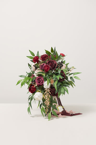 Small Cascade Bridal Bouquet in Romantic Marsala