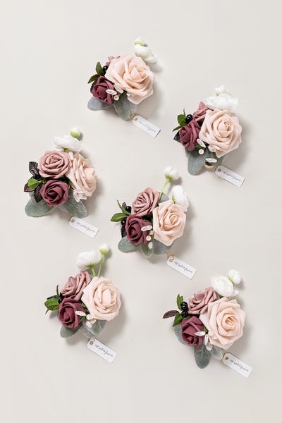 Wrist Corsages in Dusty Rose & Mauve