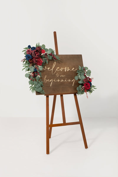 Combo Set Flower Sign Decor in Burgundy & Navy