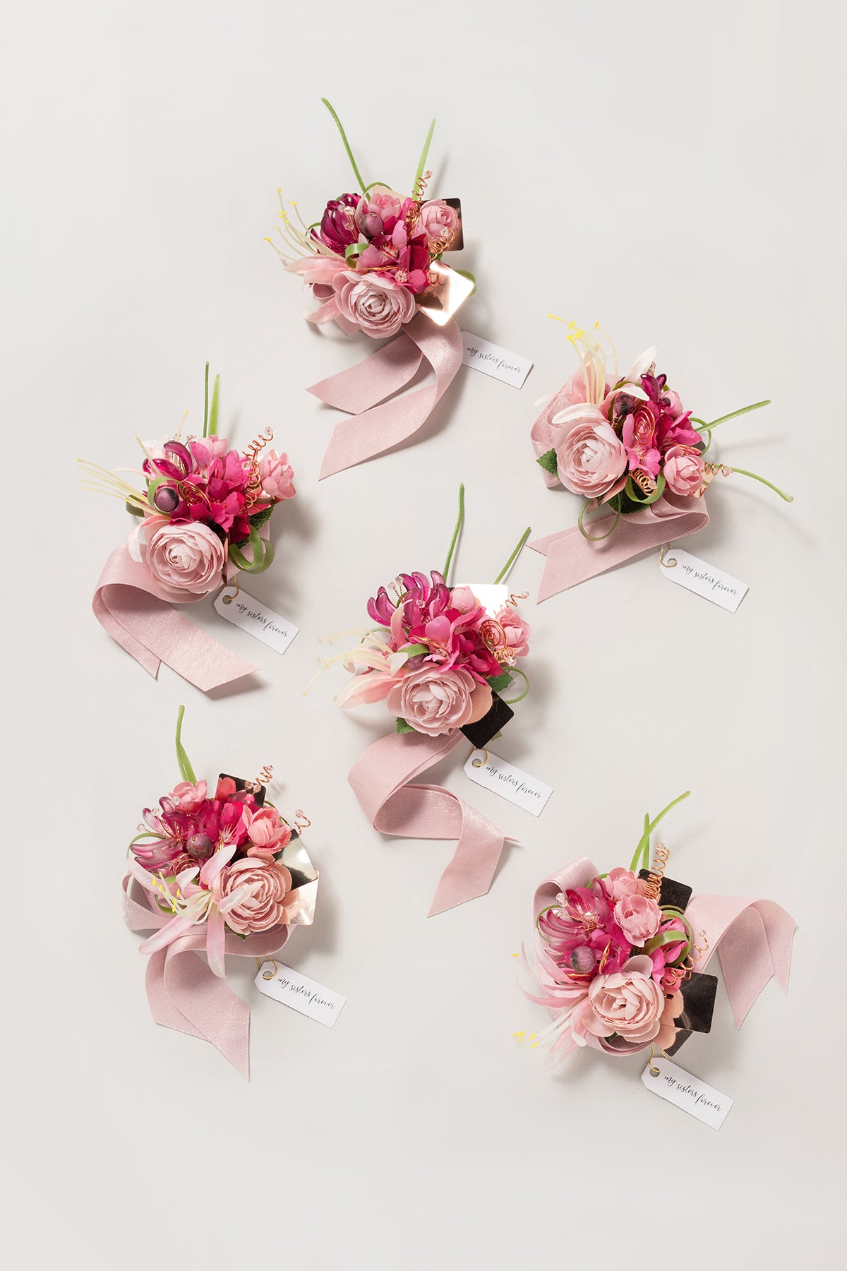 Wrist Corsages in Valentine Magenta