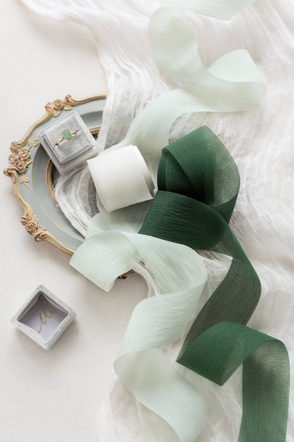 Ribbons in White & Sage