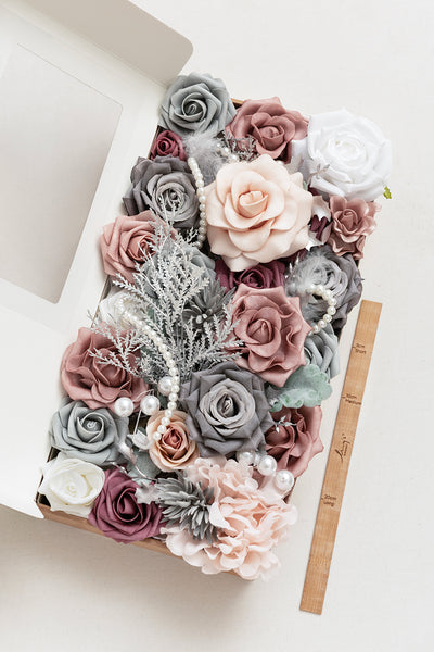 DIY Designer Flower Box in Dusky Rose & Silver