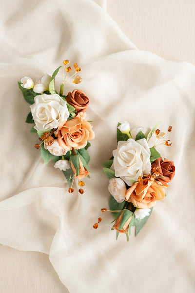 Shoulder Corsages in Sunset Terracotta