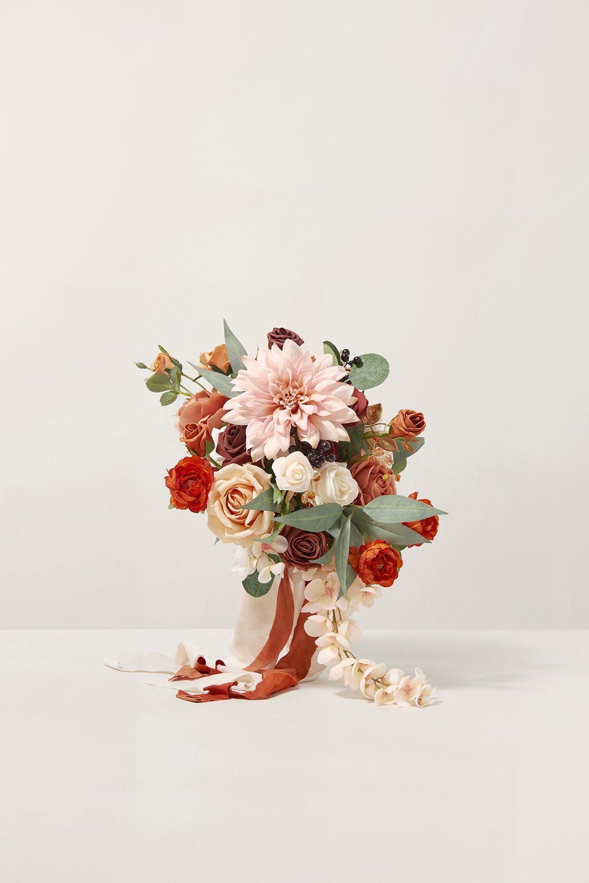 Small Cascade Bridal Bouquet in Sunset Terracotta