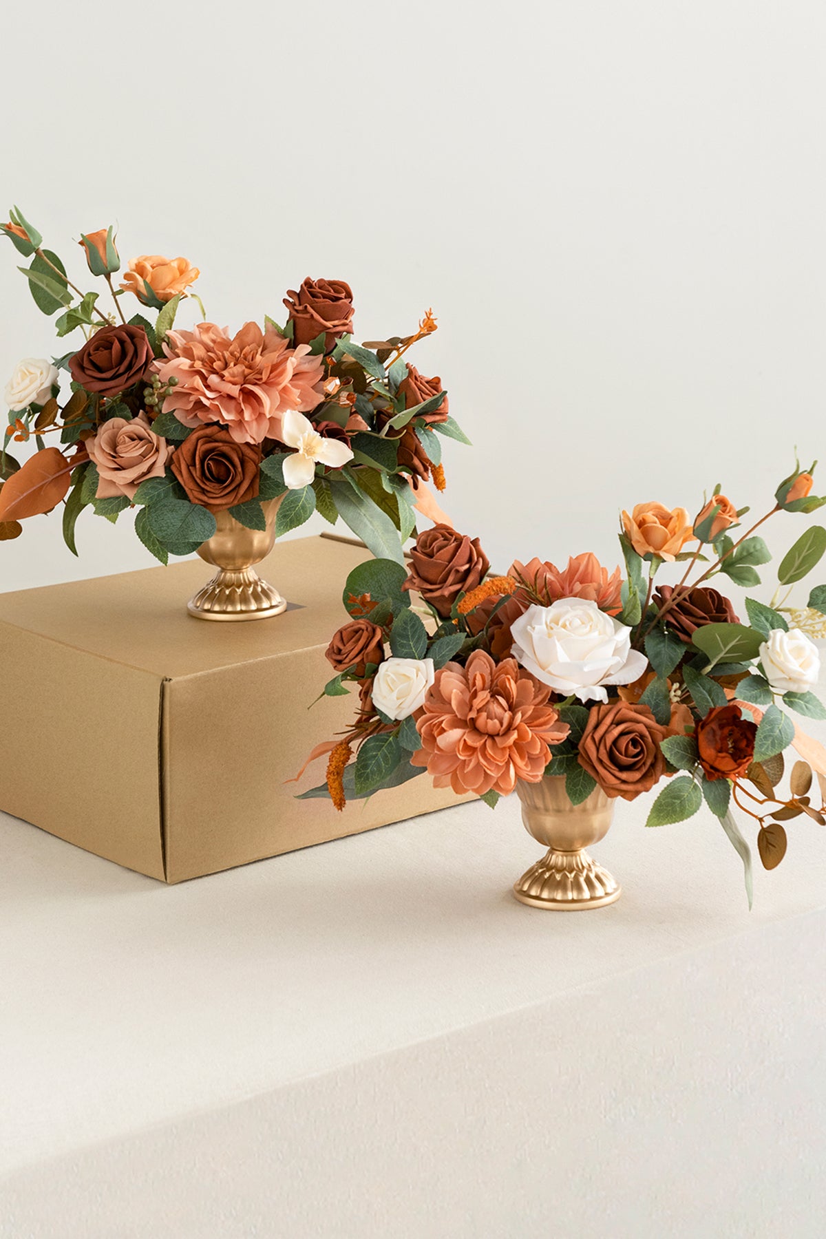 Large Floral Centerpiece Set in Sunset Terracotta