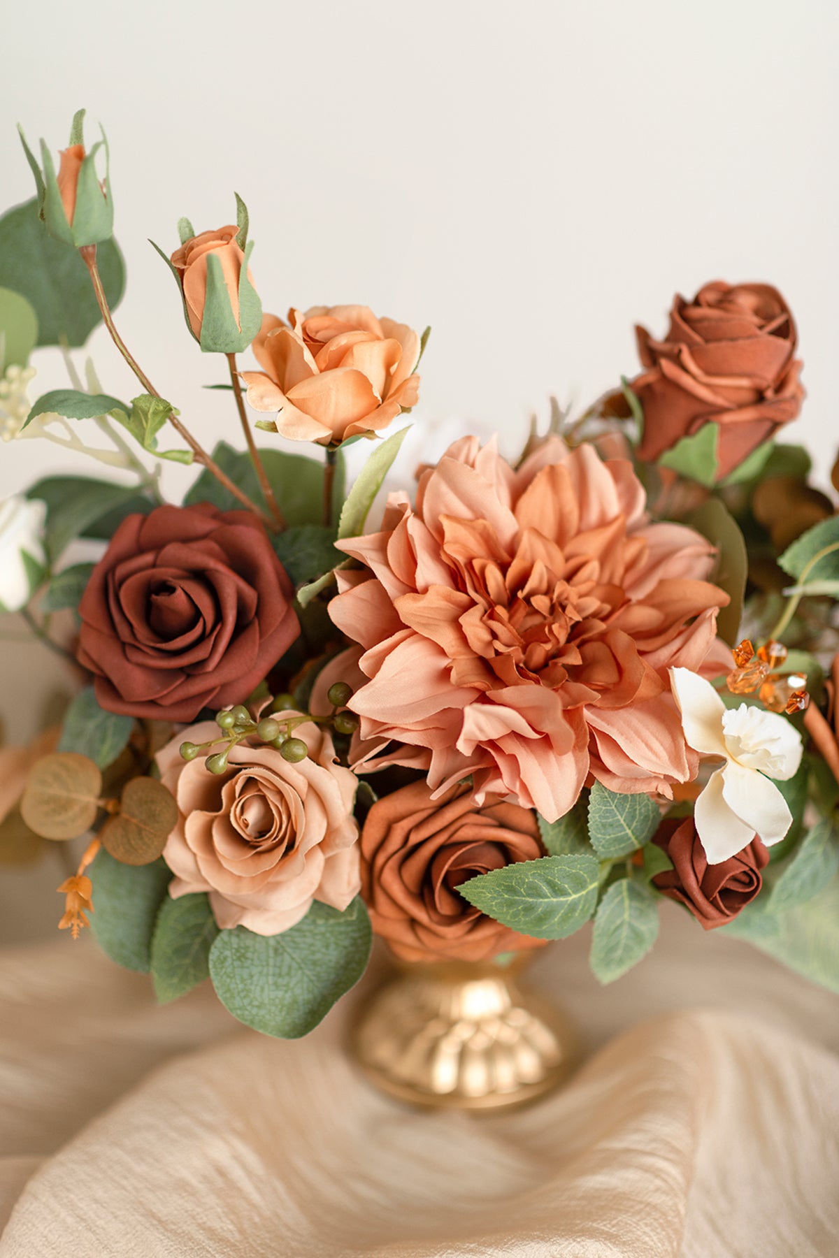 Large Floral Centerpiece Set in Sunset Terracotta