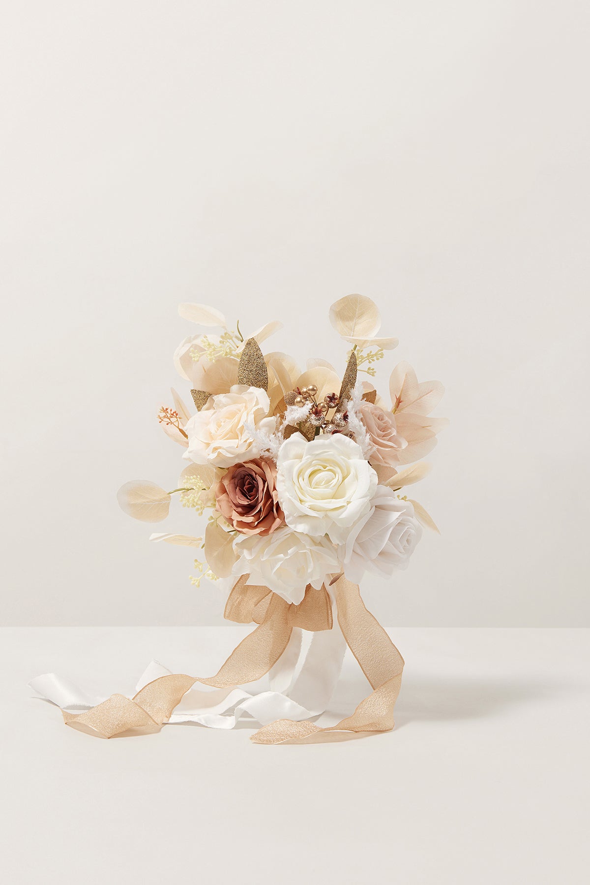 Round Bridesmaid Bouquets in White & Beige