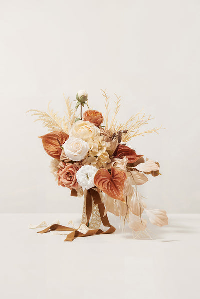 Medium Cascade Bridal Bouquet in Rust & Sepia