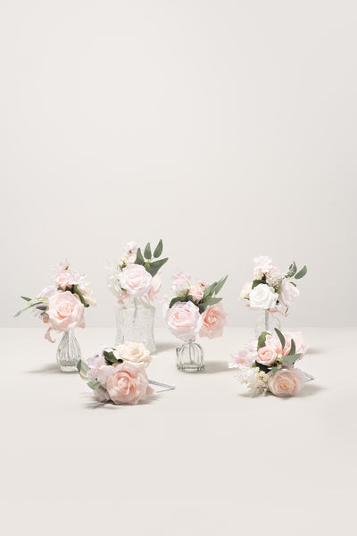 Mini Premade Flower Centerpiece Set in Blush & Cream