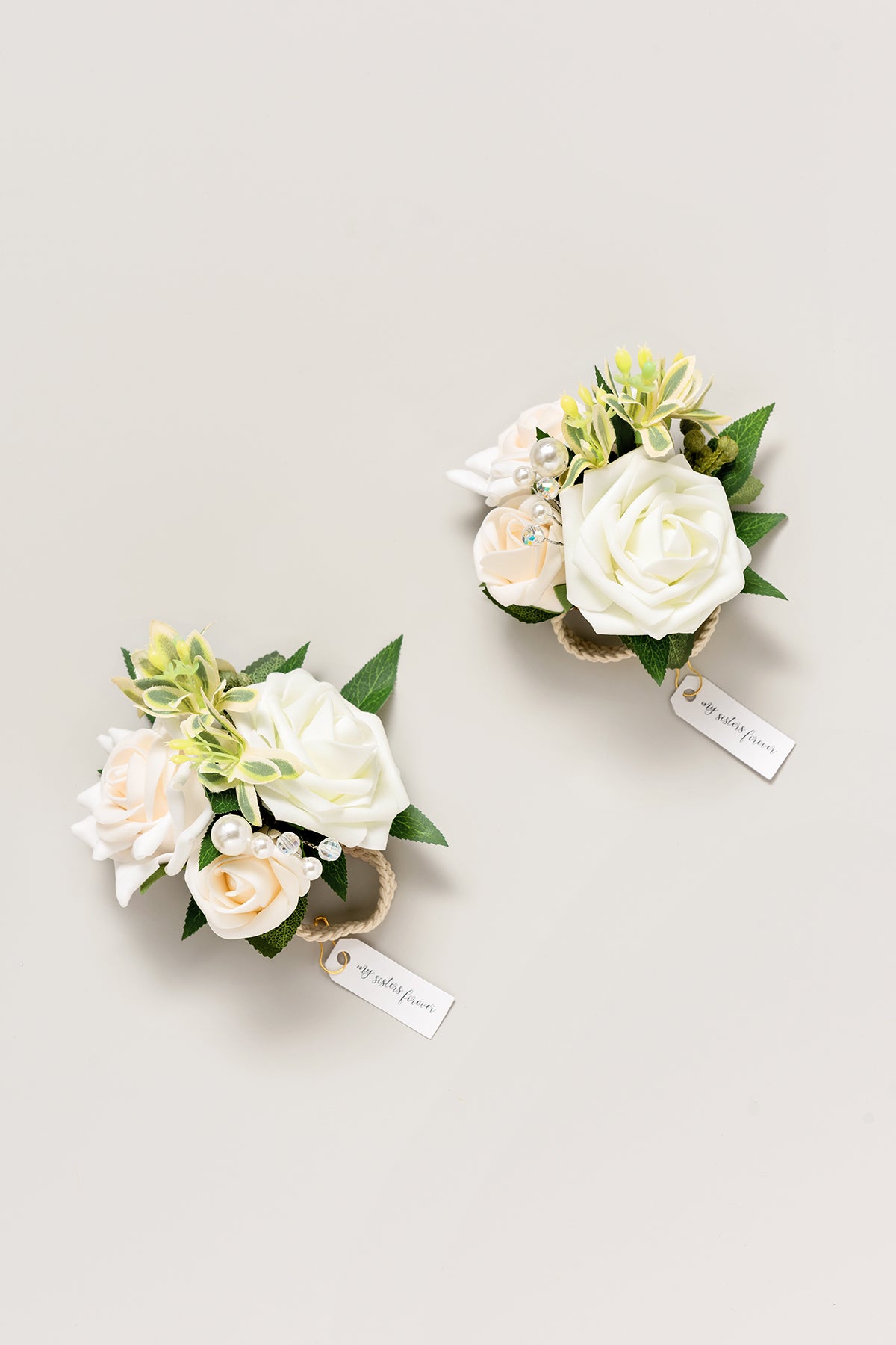 Wrist Corsages in Ivory & Cream