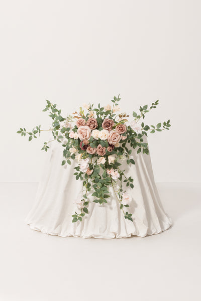 Sweetheart Table Floral Swags in Dusty Rose & Cream