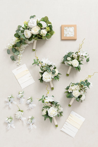 Pre-Arranged Wedding Flower Packages in White & Sage