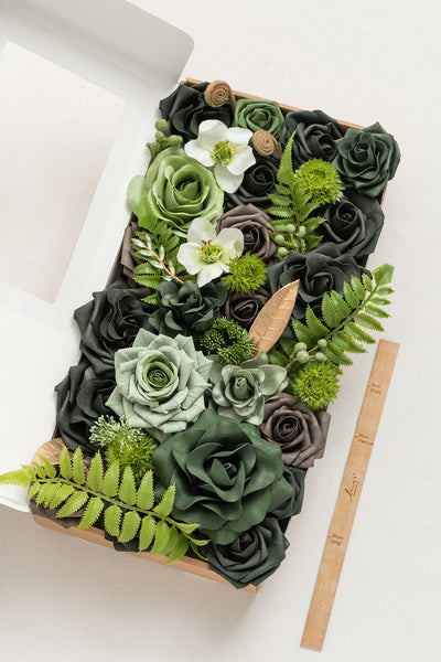 DIY Designer Flower Boxes in Forest Green & Gold