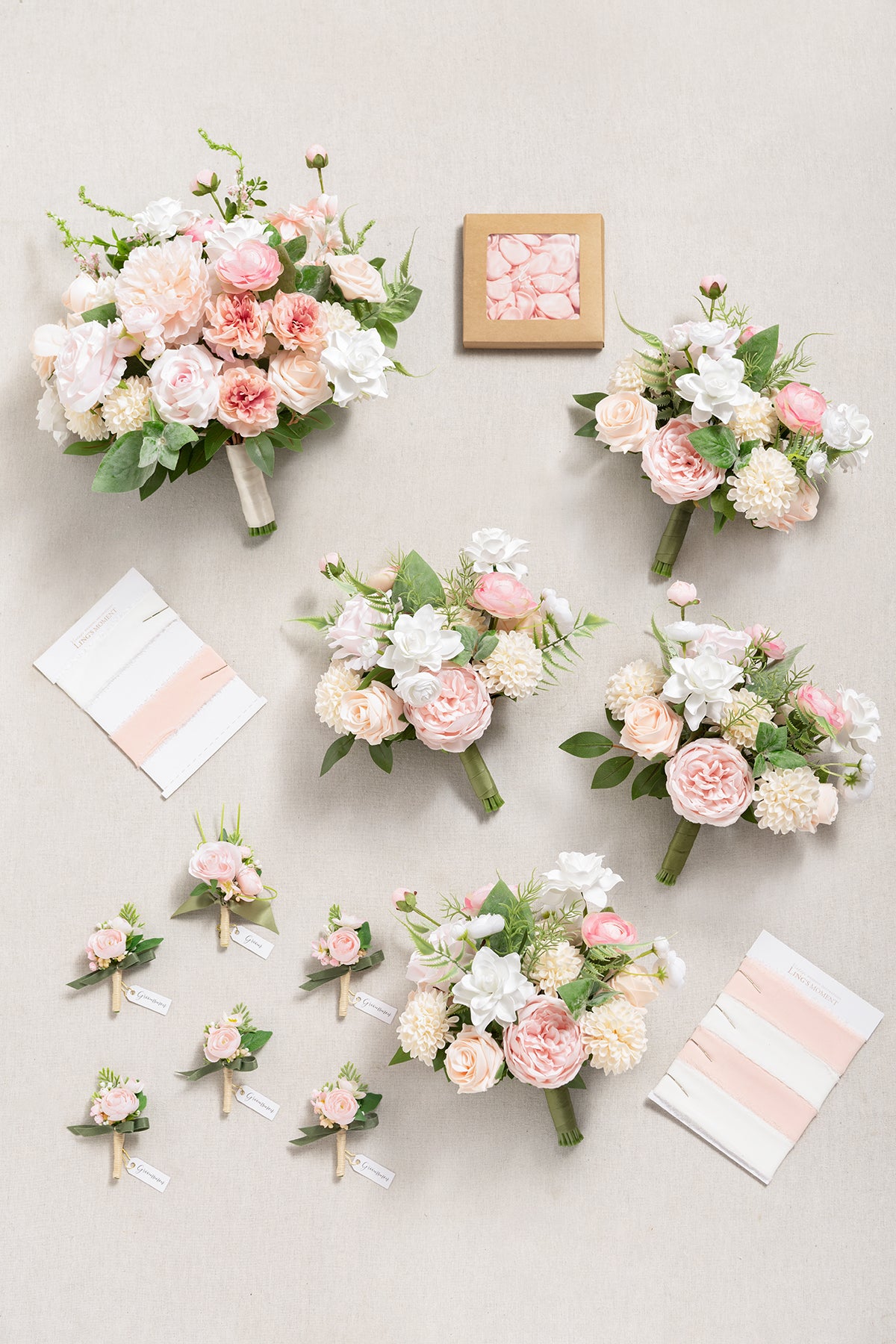 Pre-Arranged Bridal Flower Packages in Blush & Cream