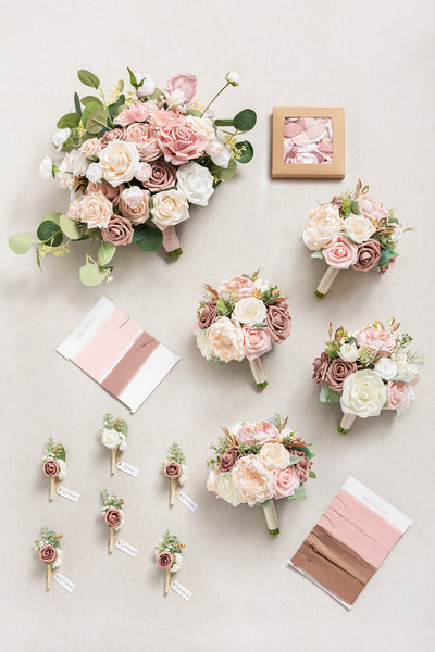 Pre-Arranged Wedding Flower Packages in Dusty Rose & Cream