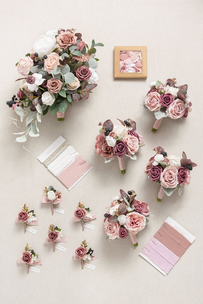 Pre-Arranged Wedding Flower Packages in Dusty Rose & Mauve