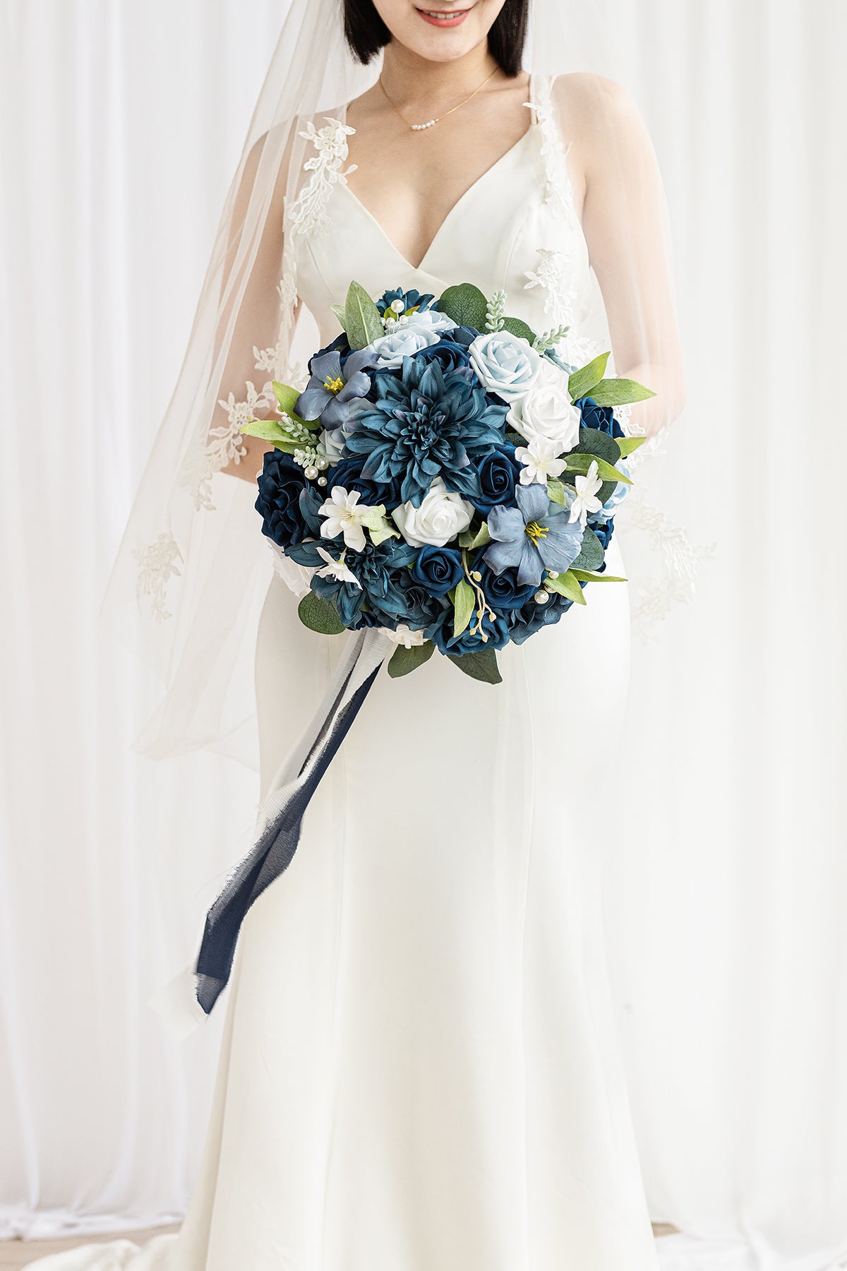 Pre-Arranged Wedding Flower Packages in Dusty Blue & Navy