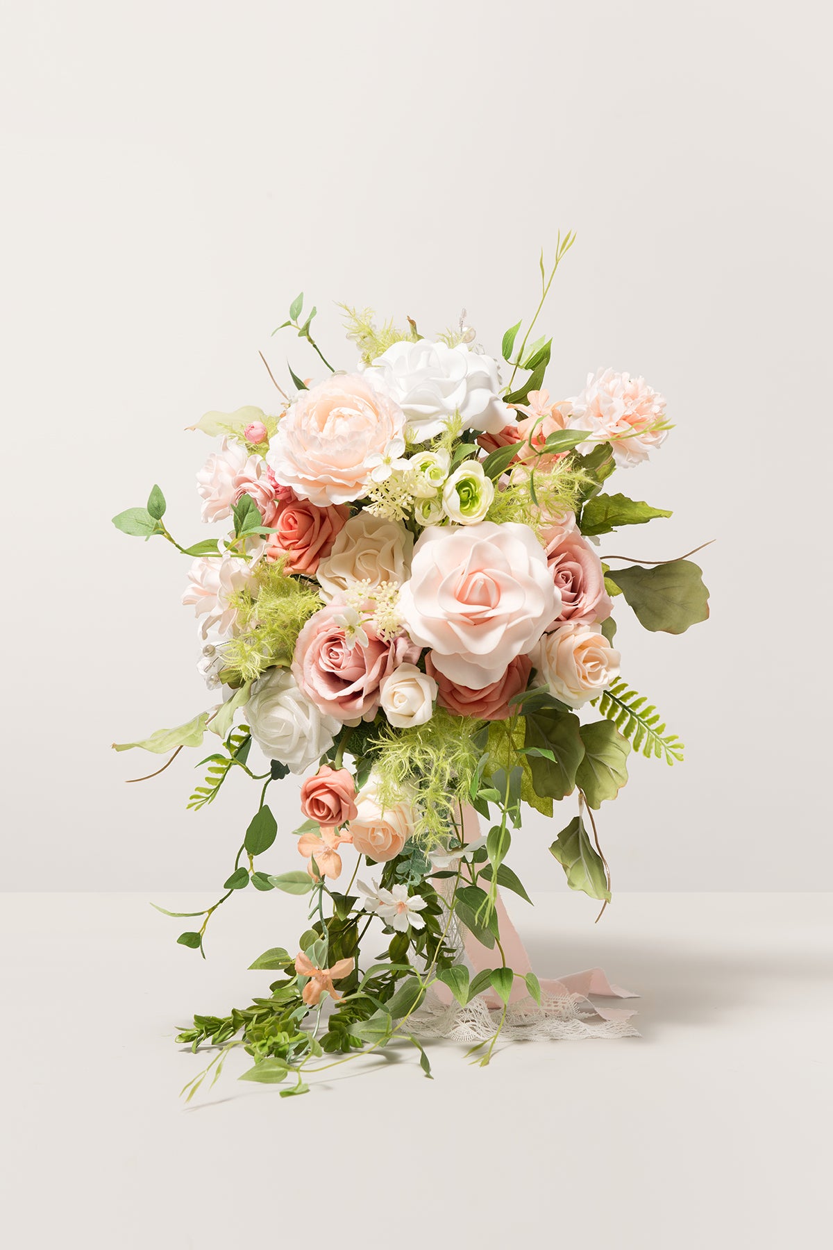 Medium Cascade Bridal Bouquet in Garden Blush