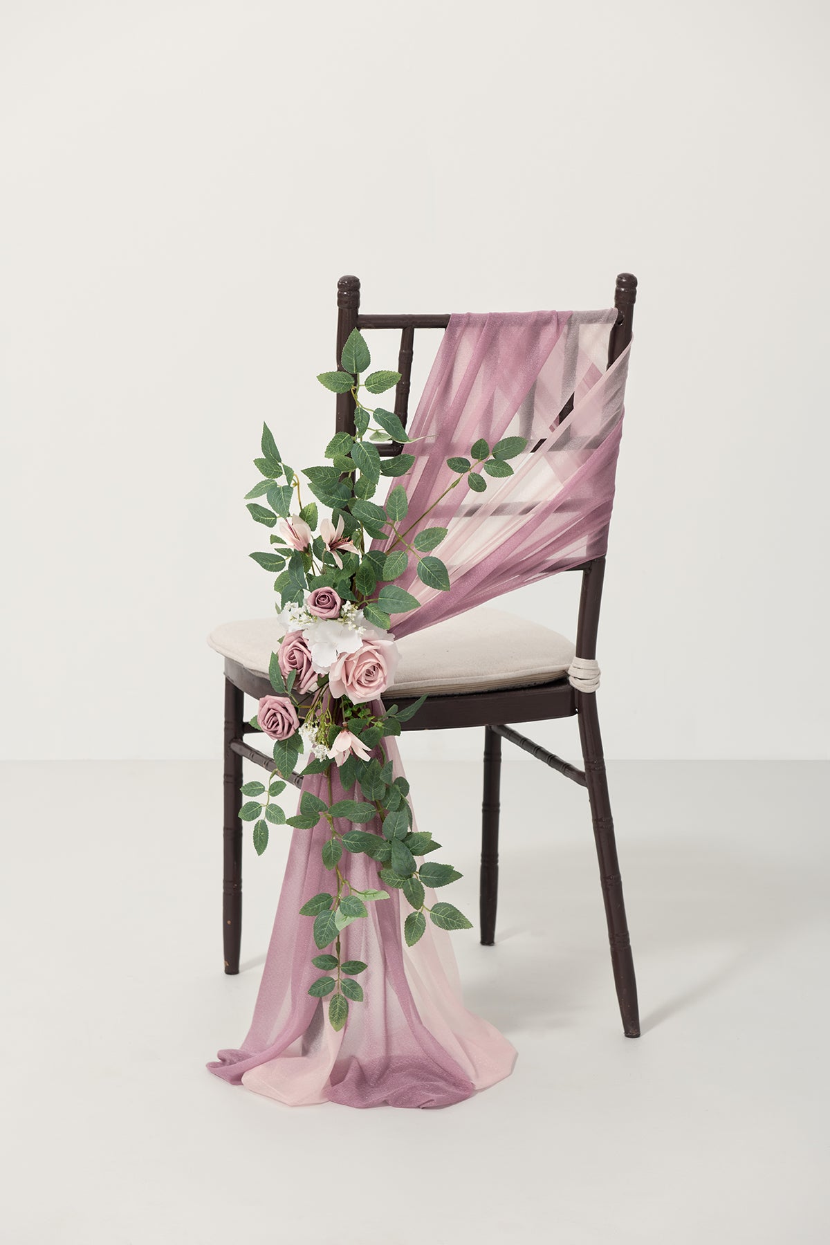 Wedding Aisle Chair Flower Decoration in Dusty Rose & Cream