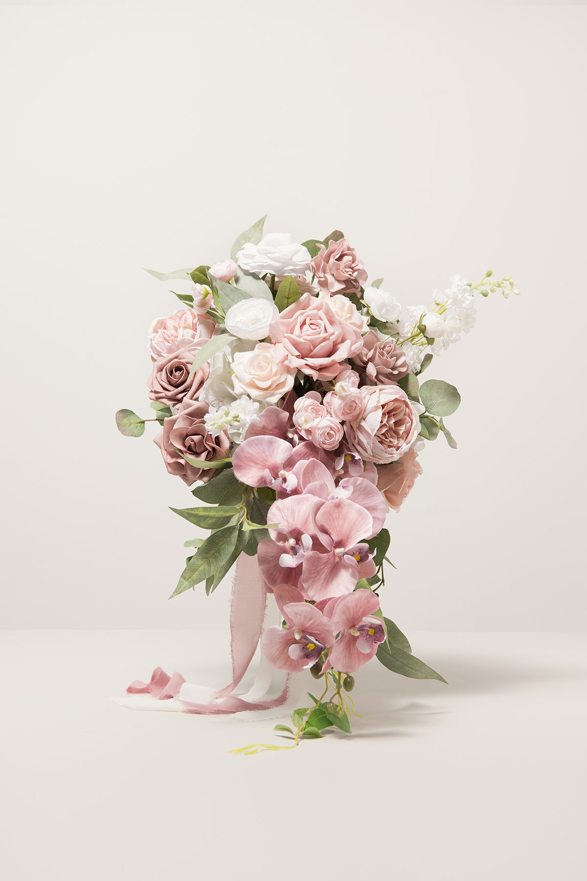 Medium Cascade Bridal Bouquet in Dusty Rose & Cream