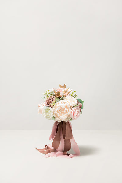 Round Bridesmaid Bouquets in Dusty Rose & Cream