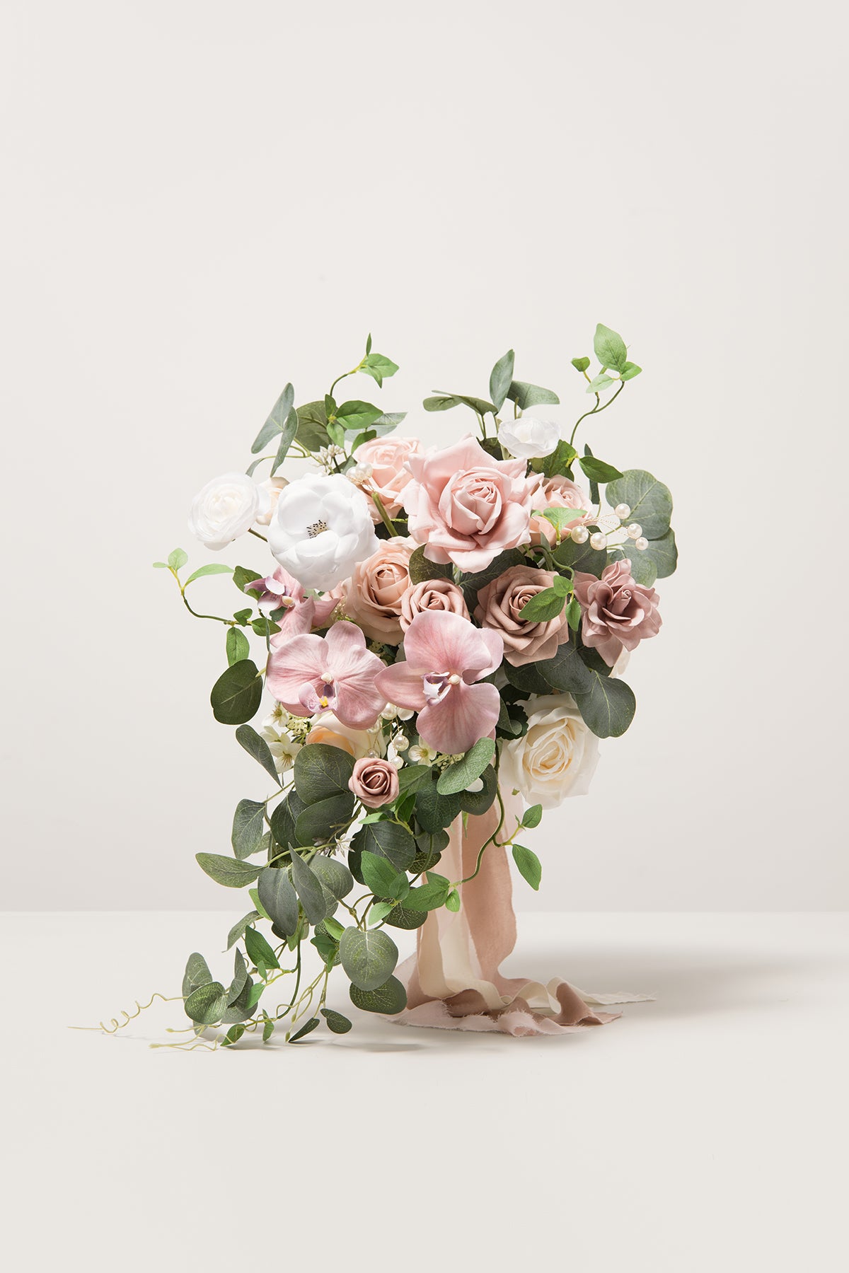 Medium Cascade Bridal Bouquet in Dusty Rose & Cream