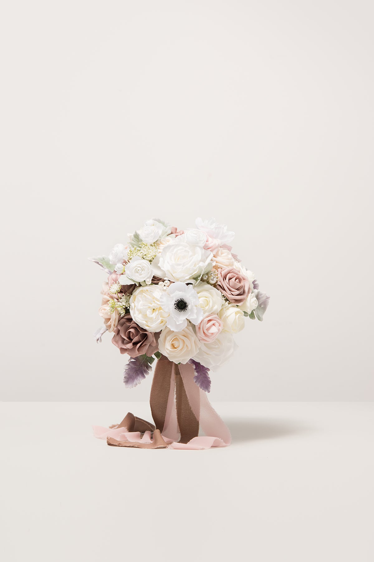 Small Round Bridal Bouquets in Dusty Rose & Cream