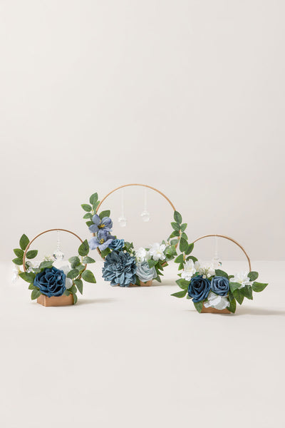 Wreath Hoop Centerpiece Set in Dusty Blue & Navy