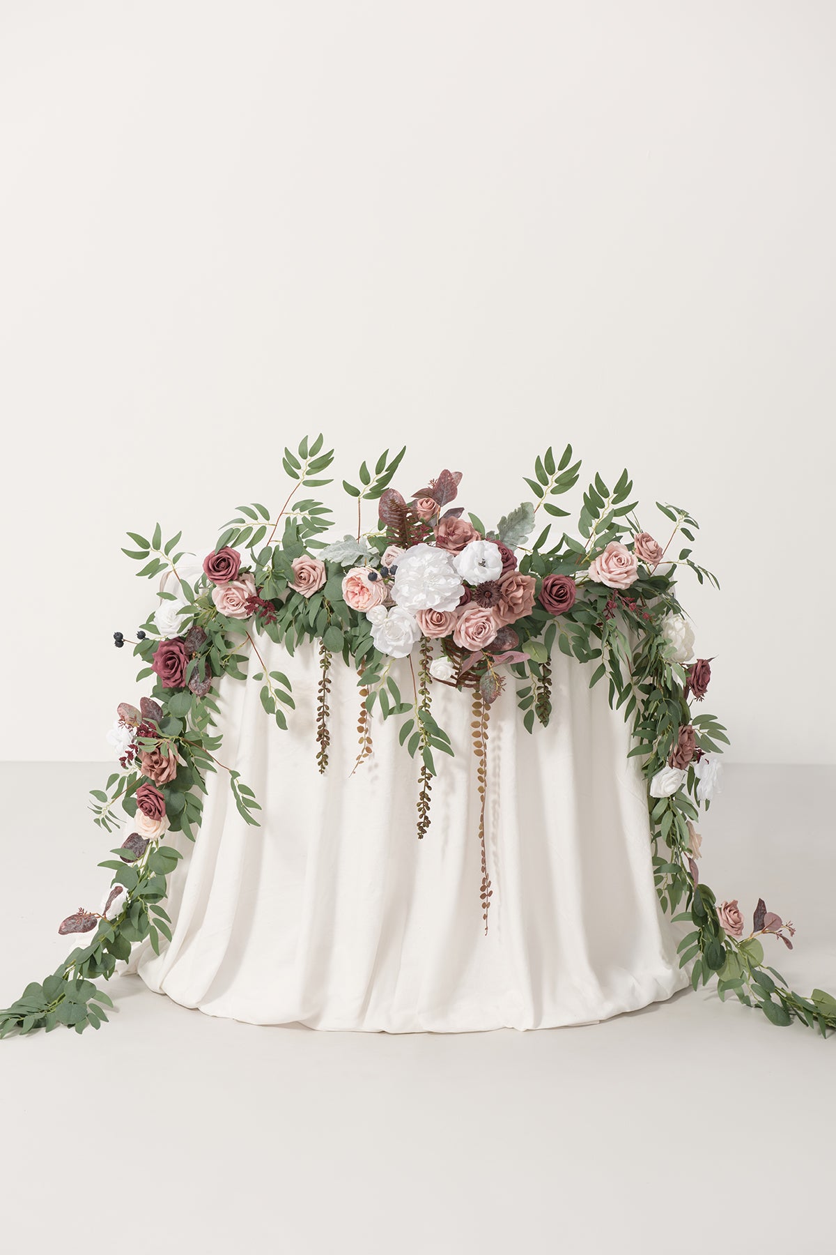 9ft Head Table Flower Garland in Dusty Rose & Mauve