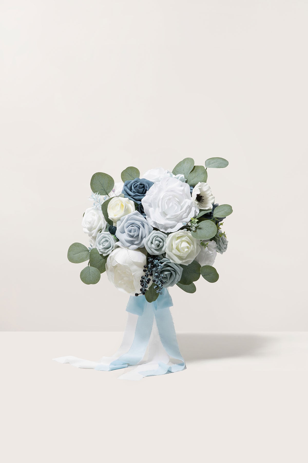 Small Round Bridal Bouquet in Dusty Blue