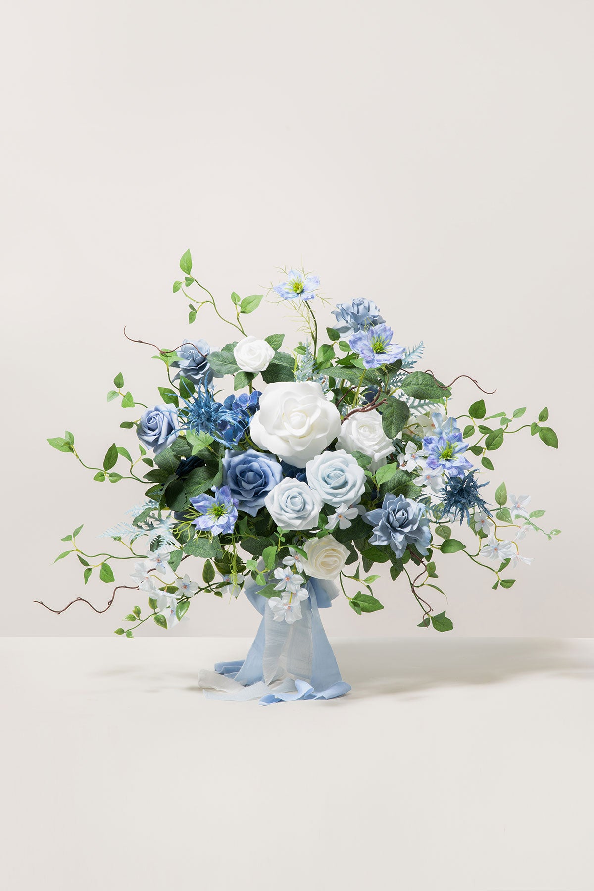 Medium Free-Form Bridal Bouquet in Timeless French Blue & White