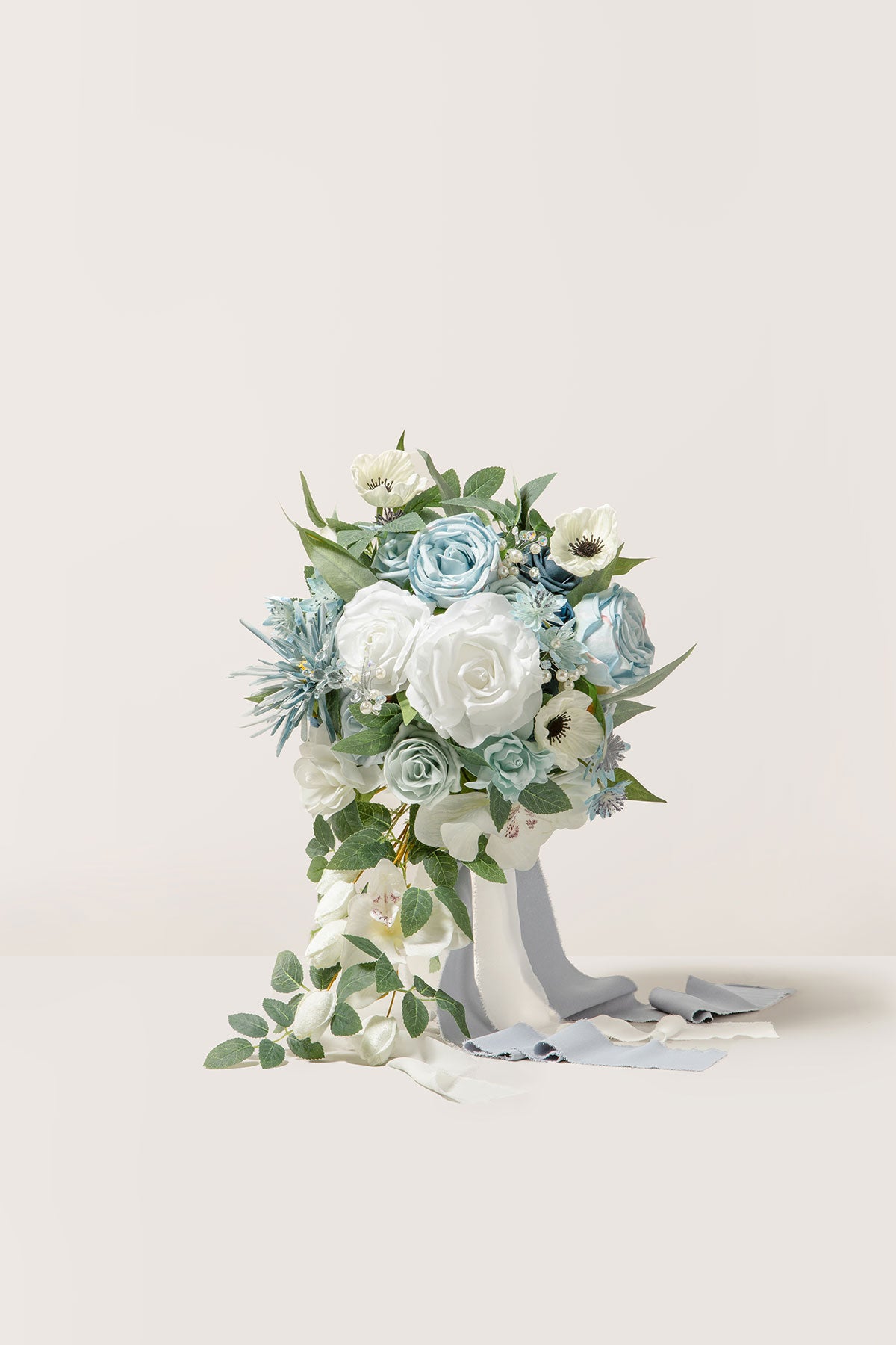 Medium Cascade Bridal Bouquet in Romantic Dusty Blue