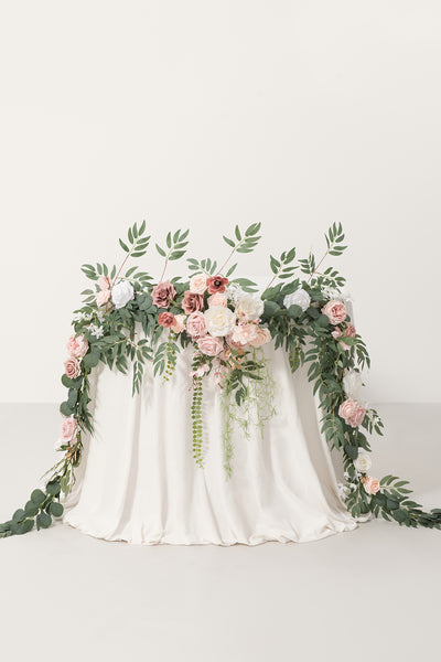 9ft Head Table Flower Garland in Dusty Rose & Cream