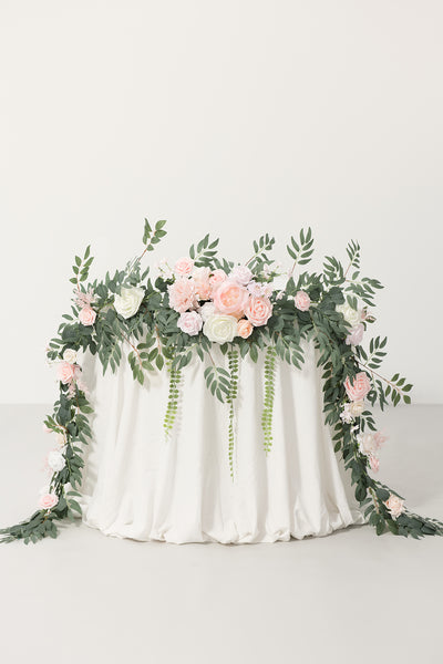 9ft Head Table Flower Garland in Blush & Cream