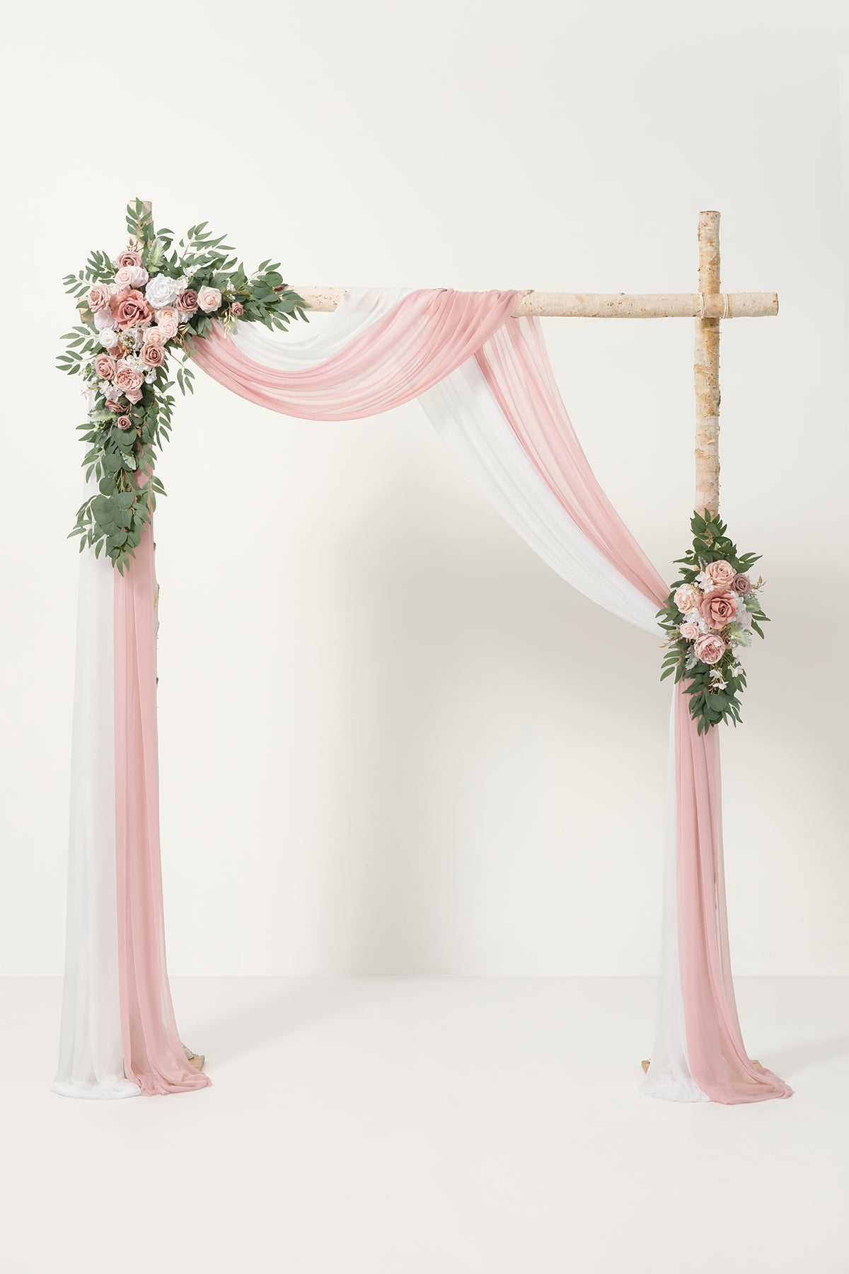 Flower Arch Decor with Drapes in Dusty Rose & Cream