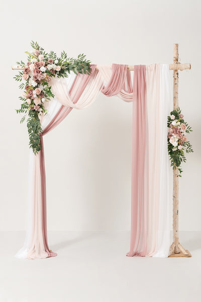 Flower Arch Decor with Drapes in Dusty Rose & Cream